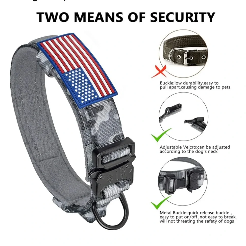 Medium Adjustable Military Training Nylon Dog Collar with Control Handle